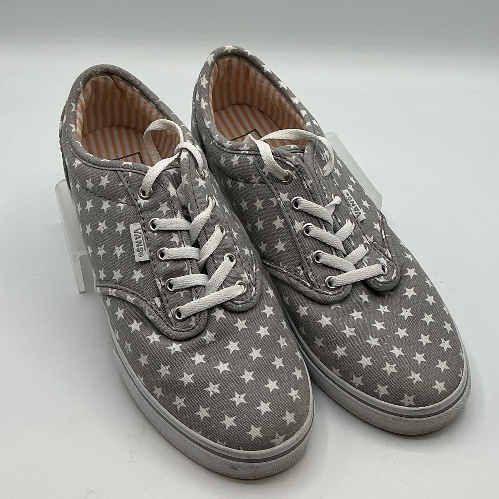 Vans Atwood Low Plimsoll Casual Sneaker Grey Stars, lace up, size 6.5